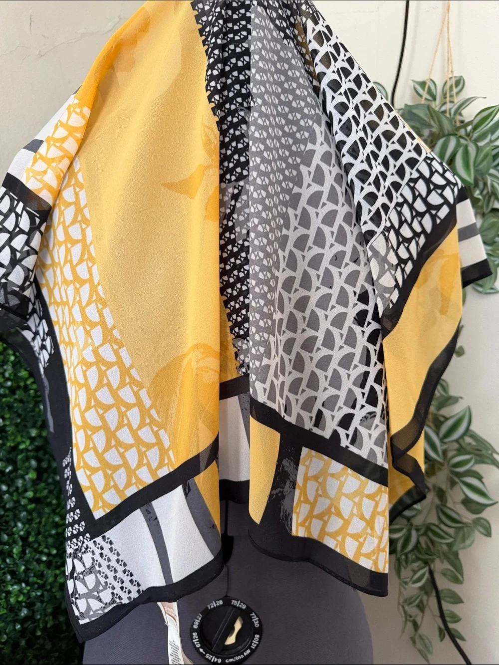 Chico's Yellow, Black & White Geometric Scarf